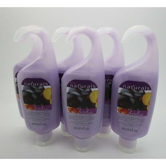 AVON NATURALS Shower Gel PLUM & NECTARINE - Lot of 6 - 5 oz. each